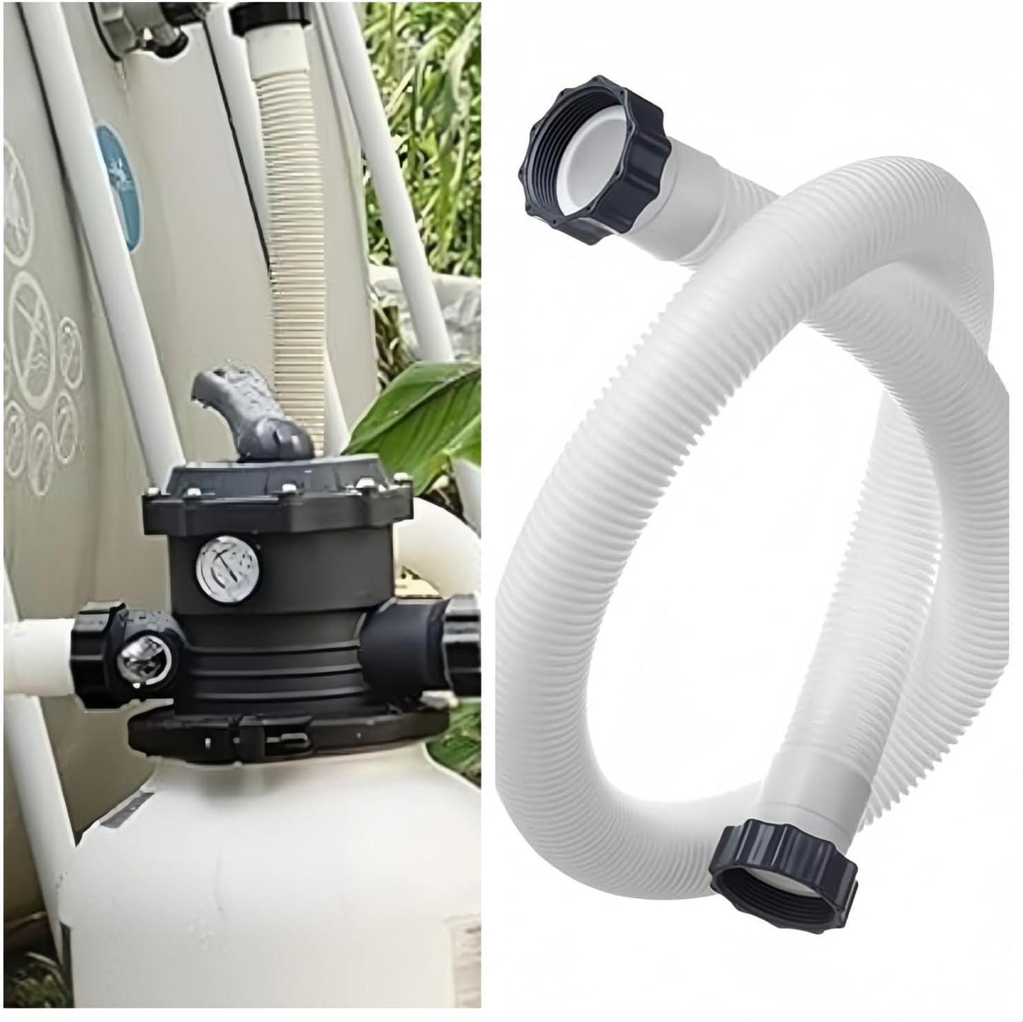 1.5" Diameter Pool Pump Replacement Hose Compatible with Intex 1500-2500 GPH Pumps, Sand Filters & Saltwater Systems Heavy-Duty 59" Garden Hose for Above Ground Pools (1-Pack)