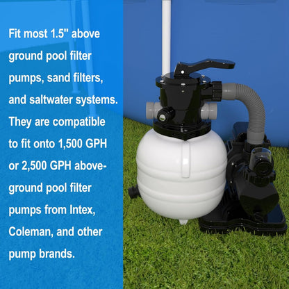 1.5" x 20" Pool Hose Replacement, Pack of 2 - Compatible with Above Ground Pools Filter Pump Hoses, Sand Filters, Saltwater Systems (1,500-2,500 GPH), Grey Gray