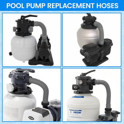 1.5" x 20" Pool Hose Replacement, Pack of 2 - Compatible with Above Ground Pools Filter Pump Hoses, Sand Filters, Saltwater Systems (1,500-2,500 GPH), Grey Gray