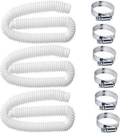 Pool Hoses for Above Ground Pools,1.25 x 59 Inch Filter Hose,Compatible with Intex Pump 607,637 With 8 Metal Clamps (3 Pack) (3) -