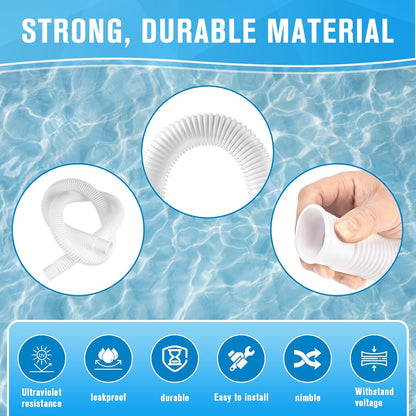 Pool Hoses for Above Ground Pools,1.25 x 59 Inch Filter Hose,Compatible with Intex Pump 607,637 With 8 Metal Clamps (3 Pack) (3) -