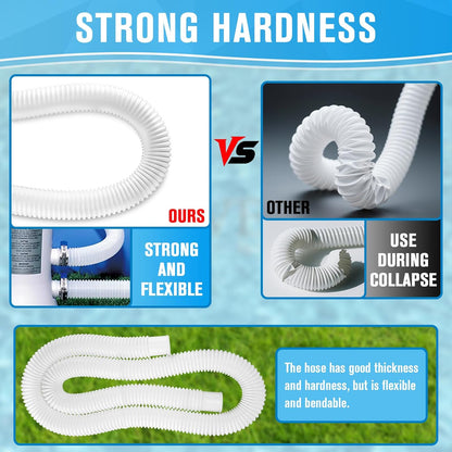 Pool Hoses for Above Ground Pools,1.25 x 59 Inch Filter Hose,Compatible with Intex Pump 607,637 With 8 Metal Clamps (3 Pack) (3) -