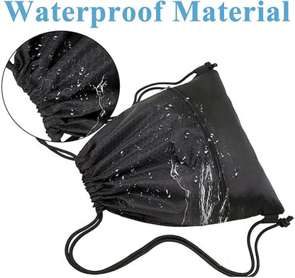 Drawstring sports bag - large sports bag with PE pocket and external zip - waterproof drawstring swim backpack for men, women, boys and girls - sports, school, beach holiday, swimming, travel, yoga