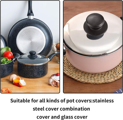 4 Pcs Universal Pot Lid Knobs, Pot Lid Handle Replacement, Pot Cover Knobs, Universal Kitchen Bakelite Top Replacement or Pots and Pans Saucepan Casserole Glass Handles(Black)
