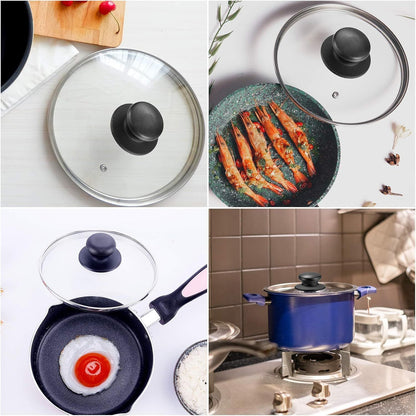 4 Pcs Universal Pot Lid Knobs, Pot Lid Handle Replacement, Pot Cover Knobs, Universal Kitchen Bakelite Top Replacement or Pots and Pans Saucepan Casserole Glass Handles(Black)