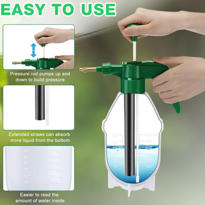 2 Pcs 27 oz Handheld Pump Spray Bottle Garden Mister Spray Bottles Lawn Pressure Hand Pump Sprayer with Adjustable Nozzle for Chemicals Watering Weeds Plants and Cleaning (Green)