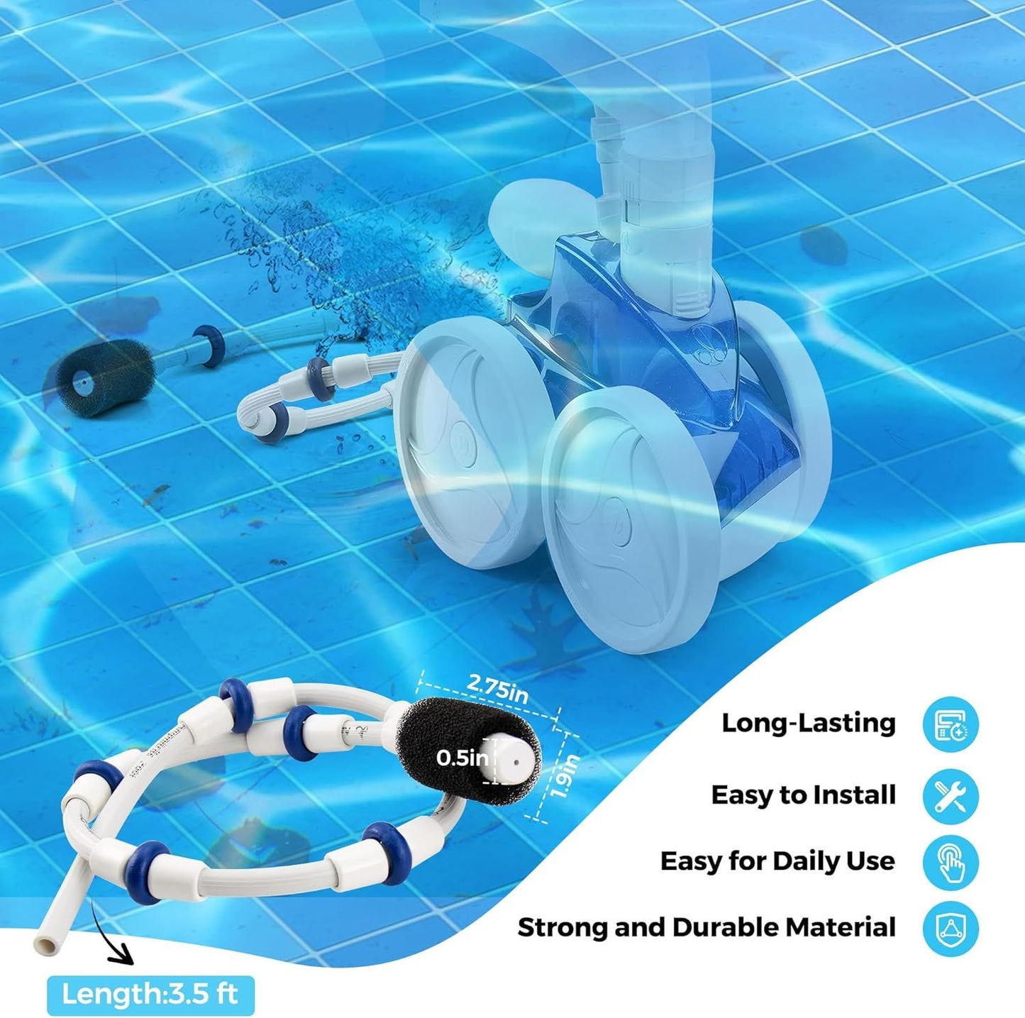 Automatic Pool Cleaner Sweep Hose Complete B5 B-5 Replacement or Zodiac Polaris 280 380 480 180 Pool Cleaner (1 Pack)