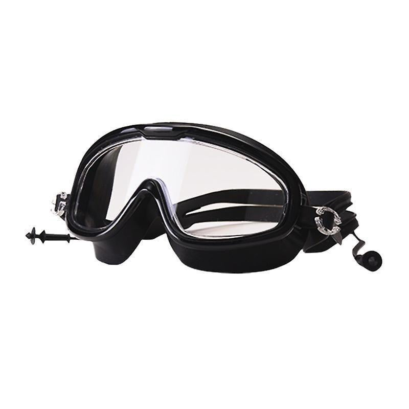 Large Frame High Grade Swim Goggles Waterproof Fogproof HD Swimming Glasses for Men Women Black