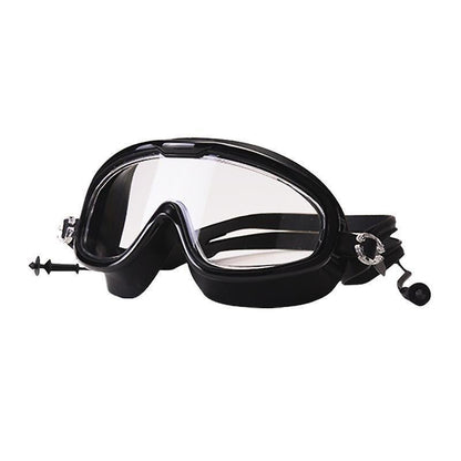 Large Frame High Grade Swim Goggles Waterproof Fogproof HD Swimming Glasses for Men Women Black