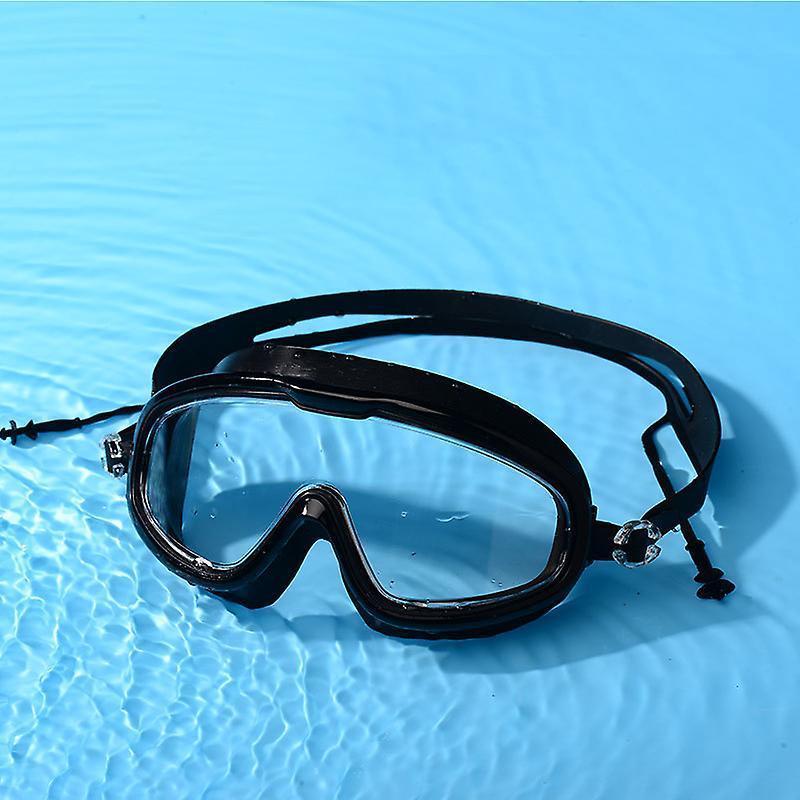 Large Frame High Grade Swim Goggles Waterproof Fogproof HD Swimming Glasses for Men Women Black