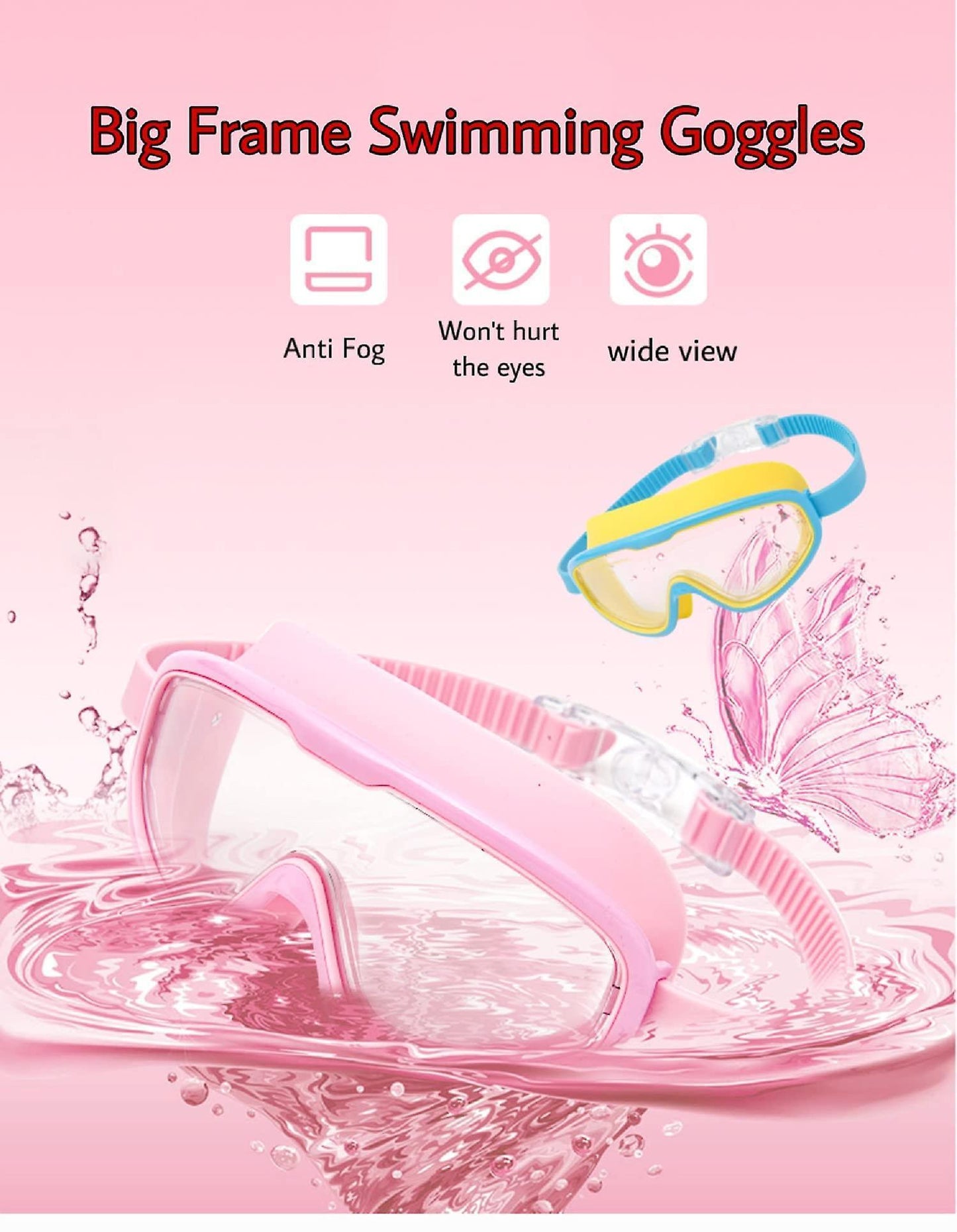 Swimming Goggles, Swimming Goggles  Anti-Fog Anti-Leak UV Protection Large Swim Goggles