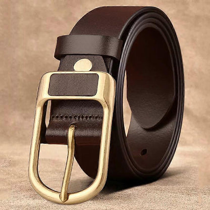 120cm Men's Coffee Leather Belt, Father's Day Gift