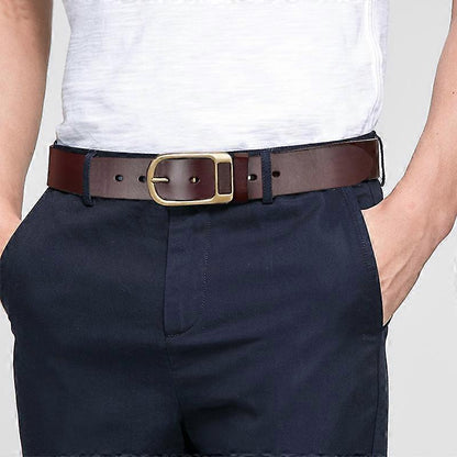 120cm Men's Coffee Leather Belt, Father's Day Gift