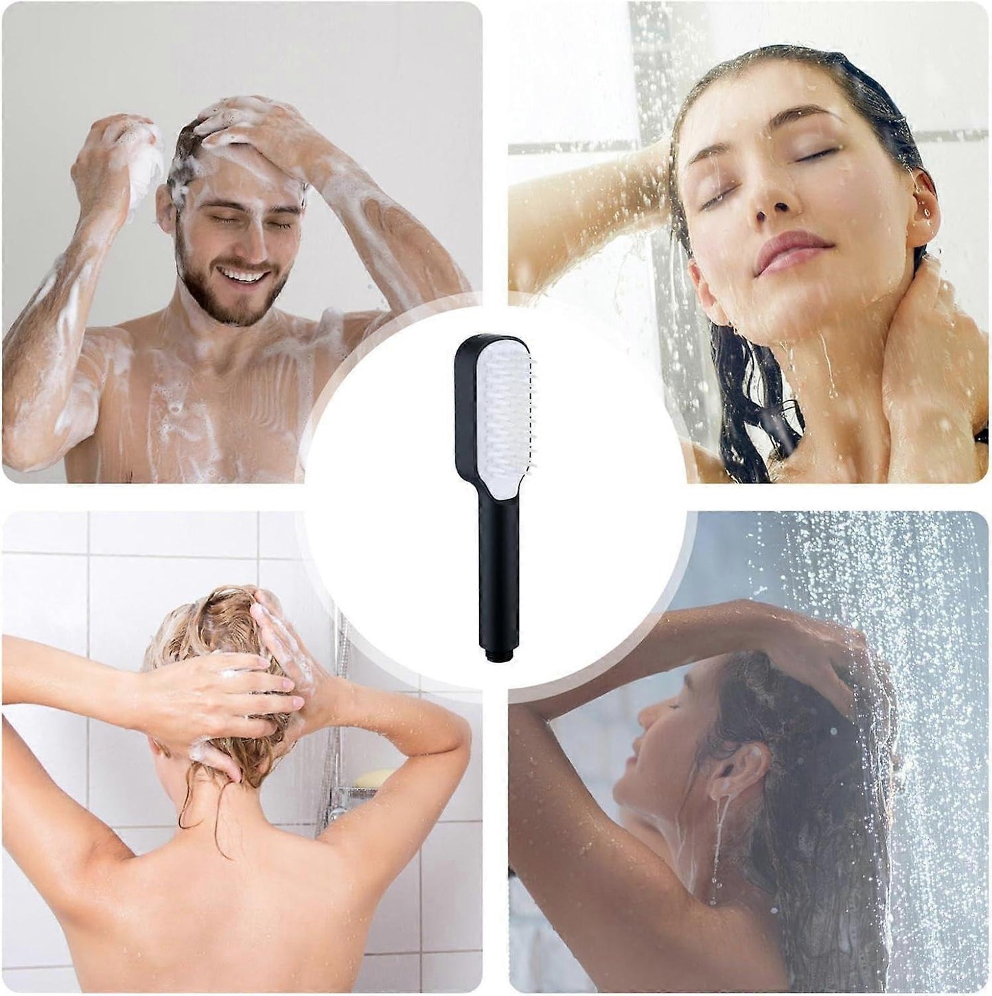 Pressure Handheld Rain Shower Head, Adjustable Black Shower