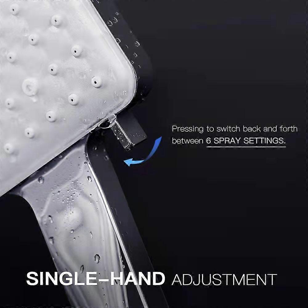 Rain Shower Head with Handheld, 6 Jet Types, High Pressure Water Saving