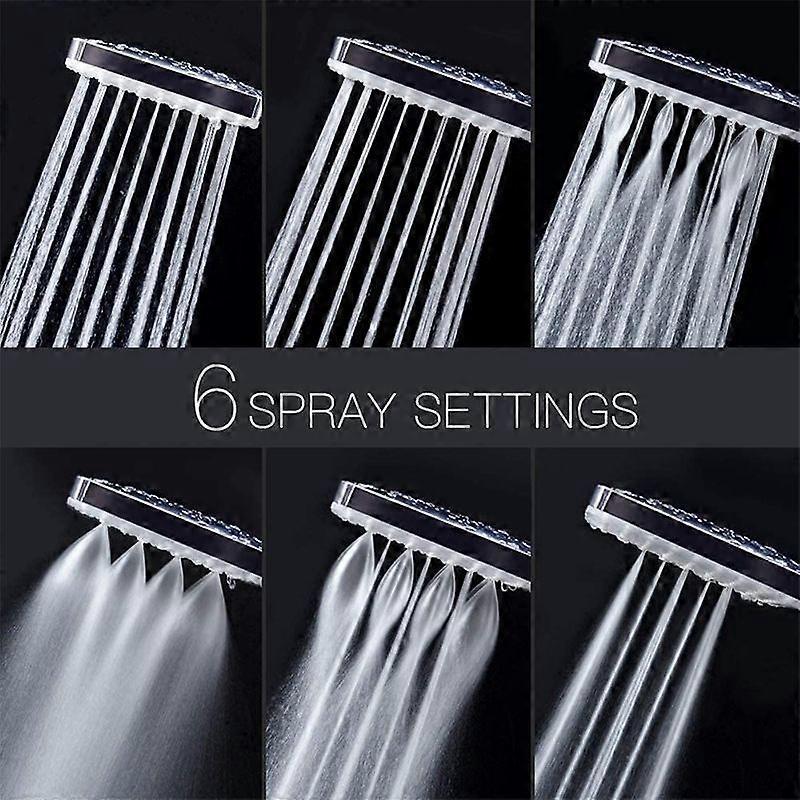 Rain Shower Head with Handheld, 6 Jet Types, High Pressure Water Saving