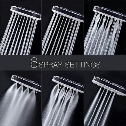 Rain Shower Head with Handheld, 6 Jet Types, High Pressure Water Saving