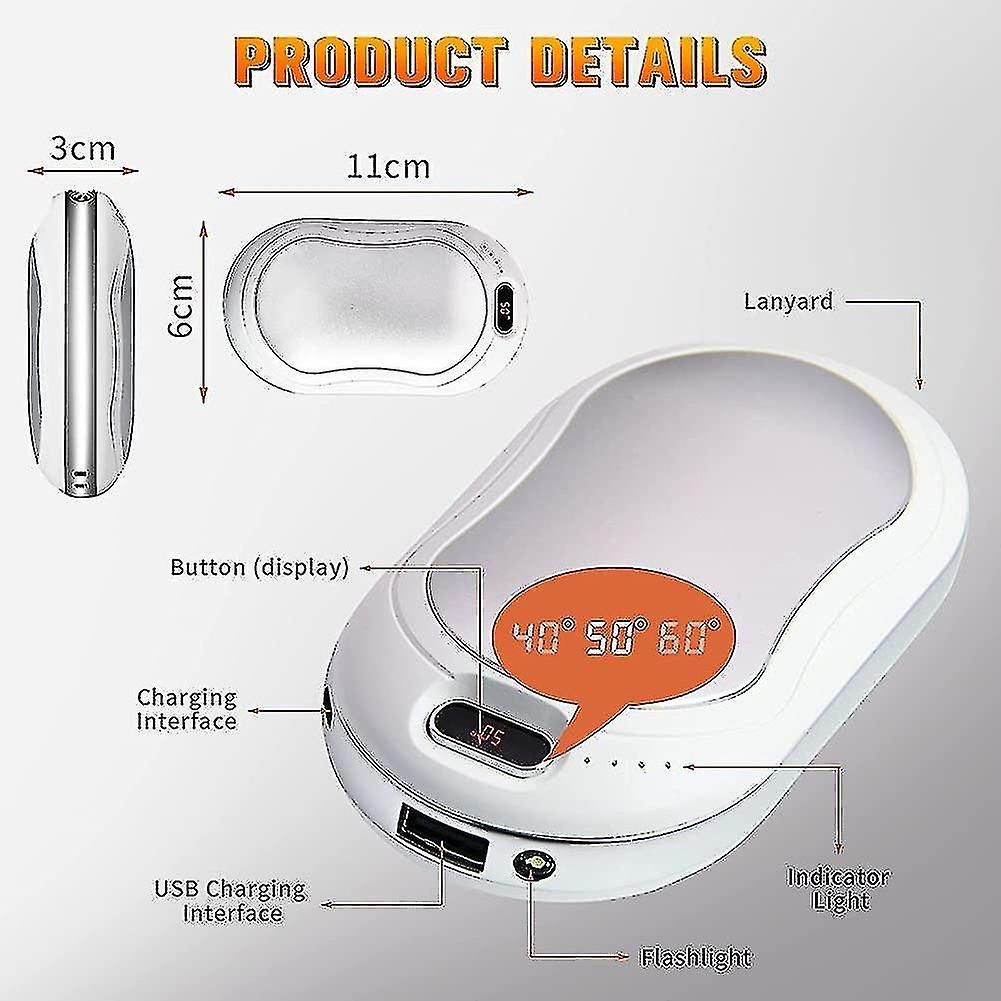 10000mAh USB Rechargeable Electric Hand Warmer & Power Bank