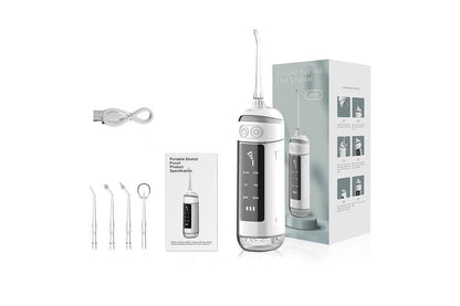 Water Dental Flosser Teeth Portable Cordless Oral Irrigator 180ML Rechargeable Travel Irrigation Cleaner IPX7 Waterproof Electric Flossing Machine - White