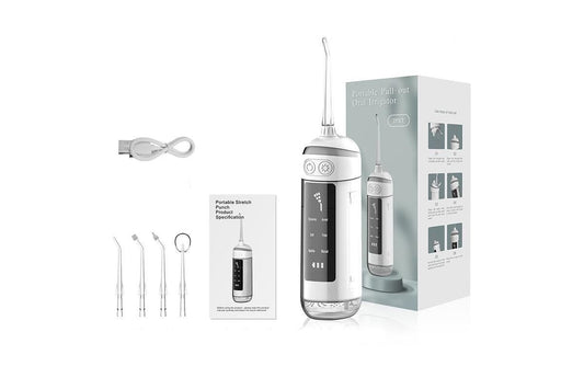 Water Dental Flosser Teeth Portable Cordless Oral Irrigator 180ML Rechargeable Travel Irrigation Cleaner IPX7 Waterproof Electric Flossing Machine - White