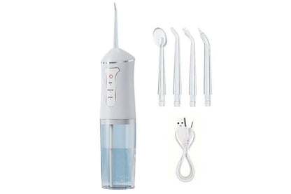 Cordless Portable Electric Water Flosser Teeth Cleaner Floss Irrigator With 4 Jet Tips - White