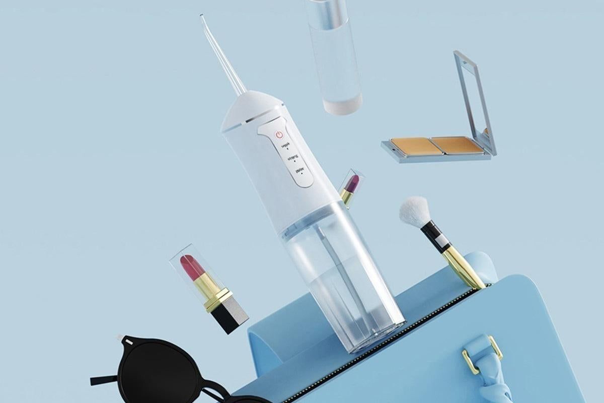 Cordless Portable Electric Water Flosser Teeth Cleaner Floss Irrigator With 4 Jet Tips - White
