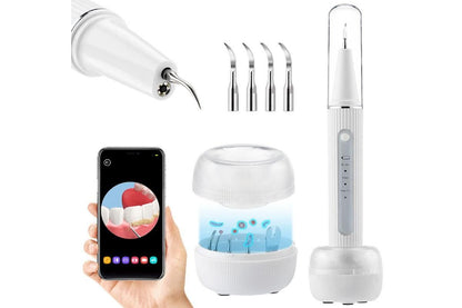 Teeth Cleaning Kit Plaque Remover Tartar Remover with 4 Replaceable Heads Rechargeable Teeth Cleaning Plaque Remover for Home