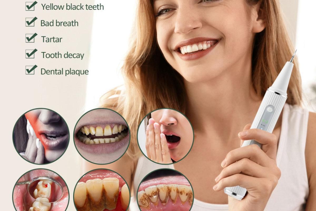 Teeth Cleaning Kit Plaque Remover Tartar Remover with 4 Replaceable Heads Rechargeable Teeth Cleaning Plaque Remover for Home