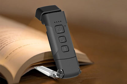 2Pcs USB Rechargeable Book Light Bookmark Lamp with 3 Colors and 5 Brightness-Black