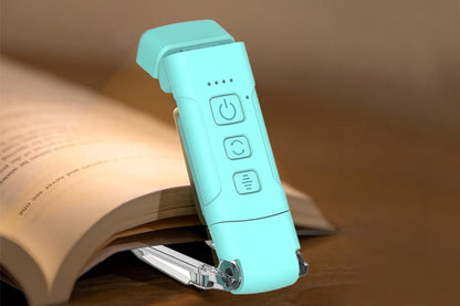 2Pcs USB Rechargeable Book Light Bookmark Lamp with 3 Colors and 5 Brightness-Blue