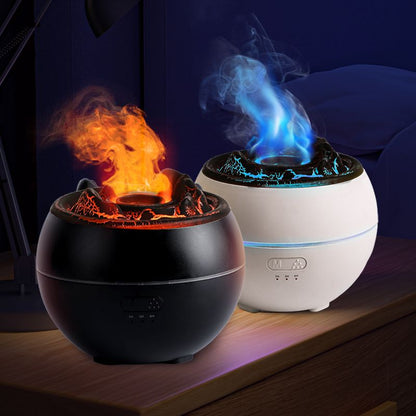 Volcano Flame Aroma Diffuser and Humidifier, 7-Color Changing Lava Fire Essential Oil Diffuser with Timer, 360ml for Home, Bedroom, or Desk – Black