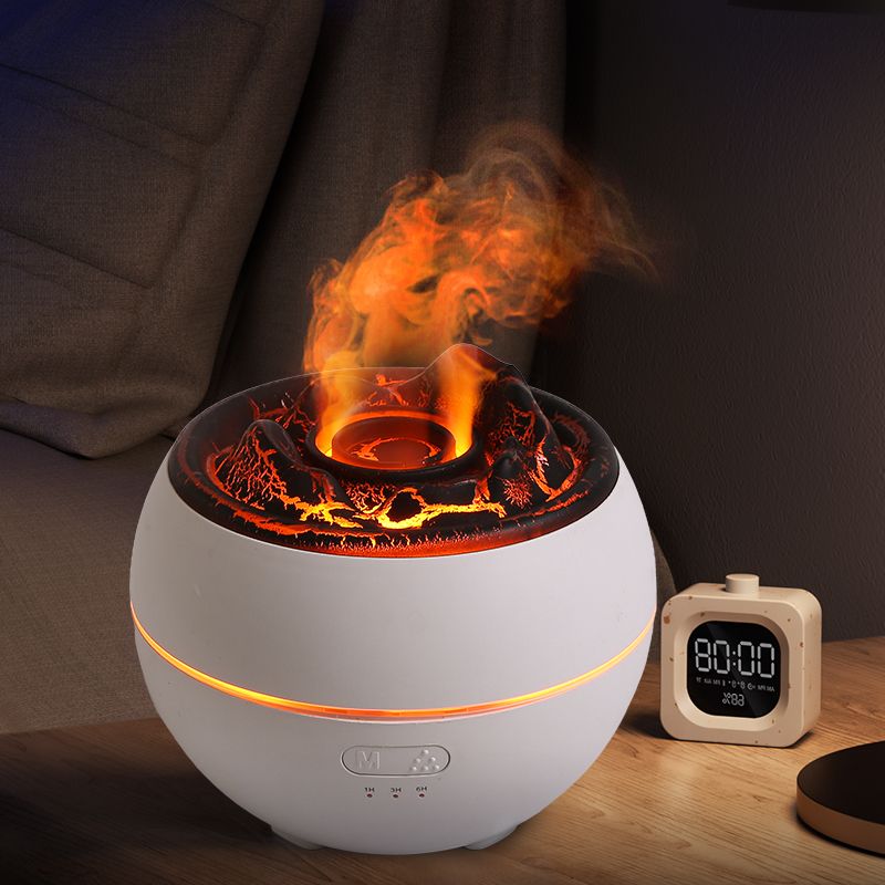 Volcano Flame Aroma Diffuser and Humidifier, 7-Color Changing Lava Fire Essential Oil Diffuser with Timer, 360ml for Home, Bedroom, or Desk – Black