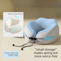 Memory Foam Travel Neck Pillow, U-Shaped Pillow with Ice Silk Cover, Adjustable Lock, and Storage Case for Airplane, Car, Office - Blue