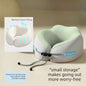 Memory Foam Travel Neck Pillow, U-Shaped Pillow with Ice Silk Cover, Adjustable Lock, and Storage Case for Airplane, Car, Office - Green
