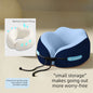 Memory Foam Travel Neck Pillow, U-Shaped Pillow with Ice Silk Cover, Adjustable Lock, and Storage Case for Airplane, Car, Office - Dark Blue