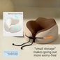 Memory Foam Travel Neck Pillow, U-Shaped Pillow with Ice Silk Cover, Adjustable Lock, and Storage Case for Airplane, Car, Office - Brown