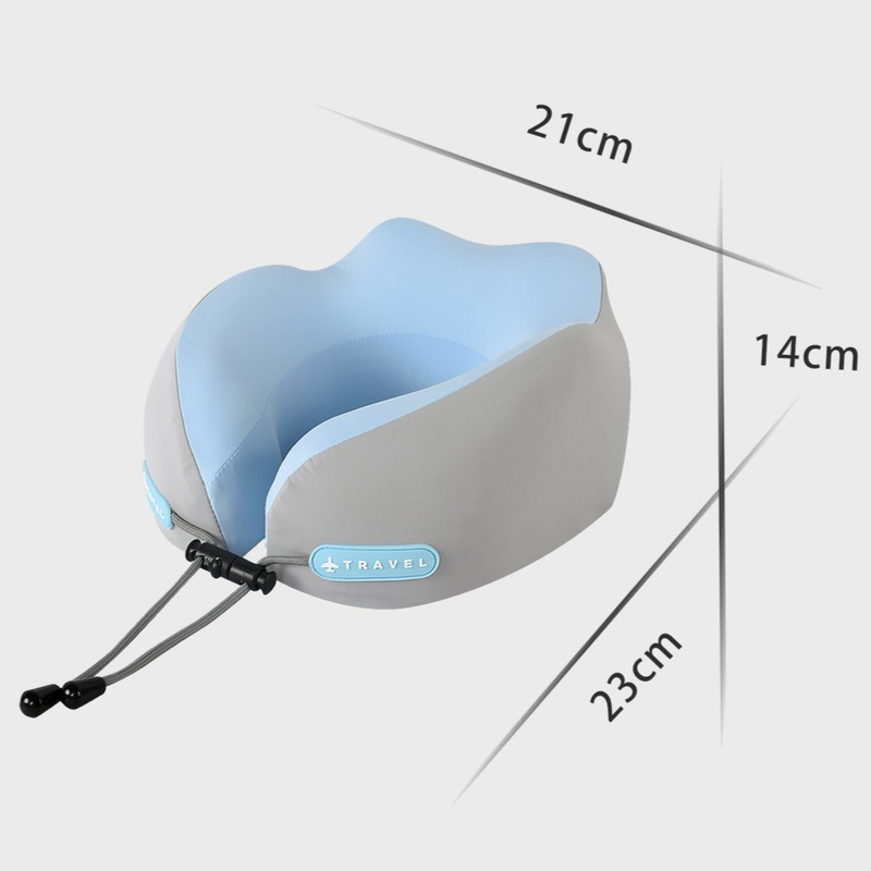 Memory Foam Travel Neck Pillow, U-Shaped Pillow with Ice Silk Cover, Adjustable Lock, and Storage Case for Airplane, Car, Office - Brown