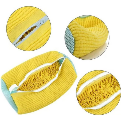 2-Pack Washing Machine Shoe Wash Bags, Thick Chenille Lining Anti-Deformation Shoe Laundry Bags with Durable Zippers for Sneakers and Canvas Shoes - Gray