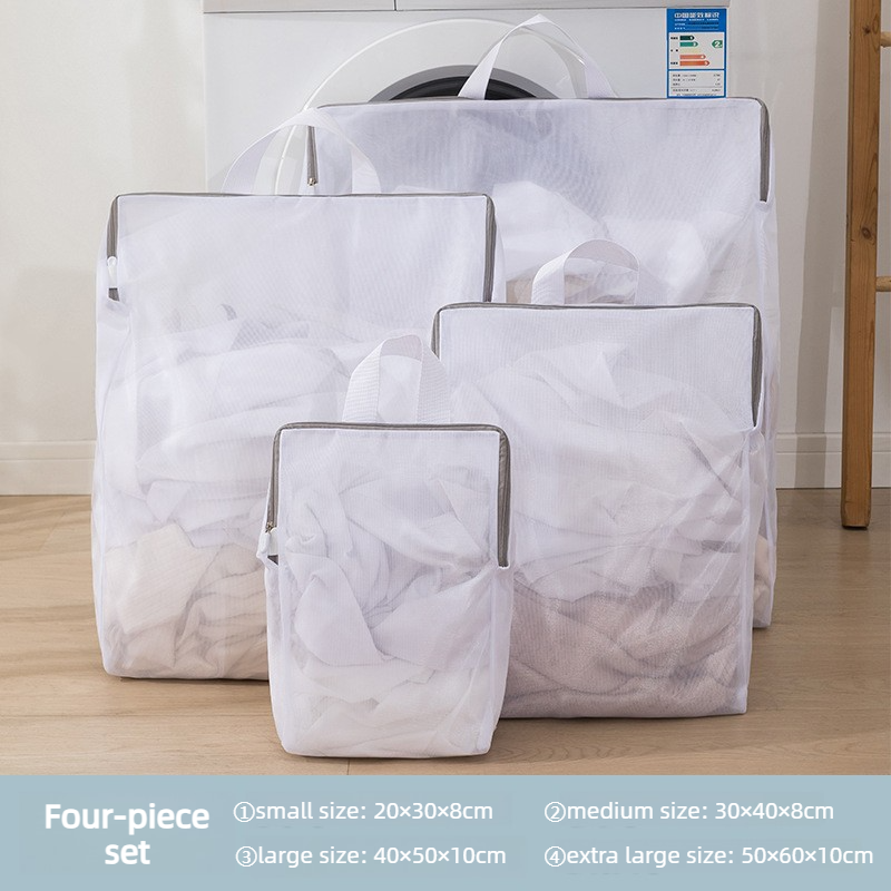 Fine Mesh Laundry Bag Set, 4 Pieces Anti-Snag Washing Bags with Zipper and Handle, for Delicate Clothes,  Bras, Household Laundry