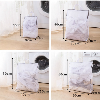 Handheld Mesh Laundry Bag Set, 4 Pcs Thick Polyester Washing Bags with Protective Zipper & Bra Protection Bags, for Clothes, Bedding, Lingerie