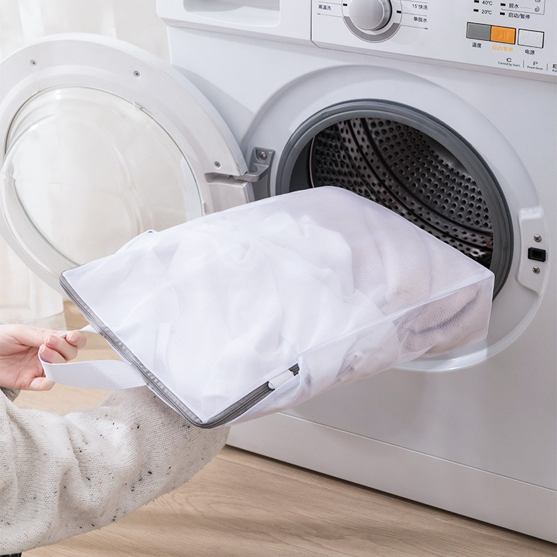 Handheld Mesh Laundry Bag Set, 4 Pcs Thick Polyester Washing Bags with Protective Zipper & Bra Protection Bags, for Clothes, Bedding, Lingerie