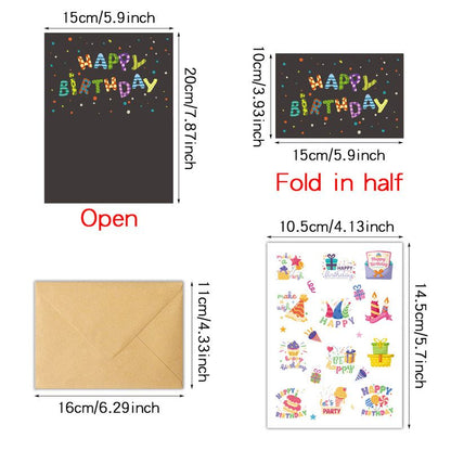 Colorful Happy Birthday Greeting Cards Set, 24Pcs Cards with Envelopes