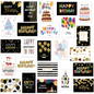 24 PCS Black Gold Happy Birthday Cards Set, Assorted Birthday Greeting Cards with Envelopes
