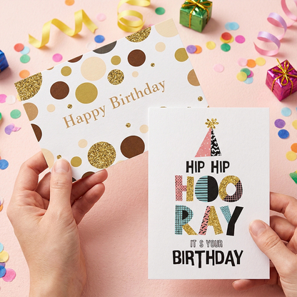 24 PCS Black Gold Happy Birthday Cards Set, Assorted Birthday Greeting Cards with Envelopes
