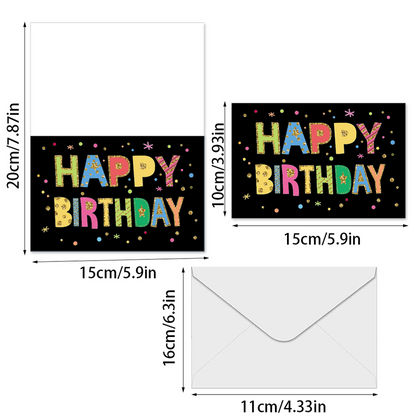 24 PCS Black Gold Happy Birthday Cards Set, Assorted Birthday Greeting Cards with Envelopes