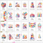 24 PCS Watercolor Happy Birthday Cards Pack, Assorted Designs Cards with Envelopes
