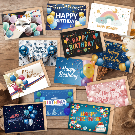 Happy Birthday Greeting Cards Set, 24Pcs Birthday Note Cards with Envelopes