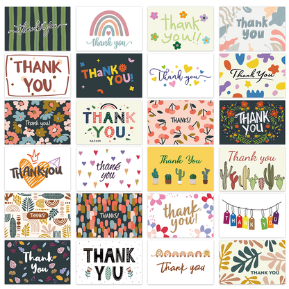 24-Piece Thank You Card Set, Greeting Note Cards with Envelopes, Greeting Card Set