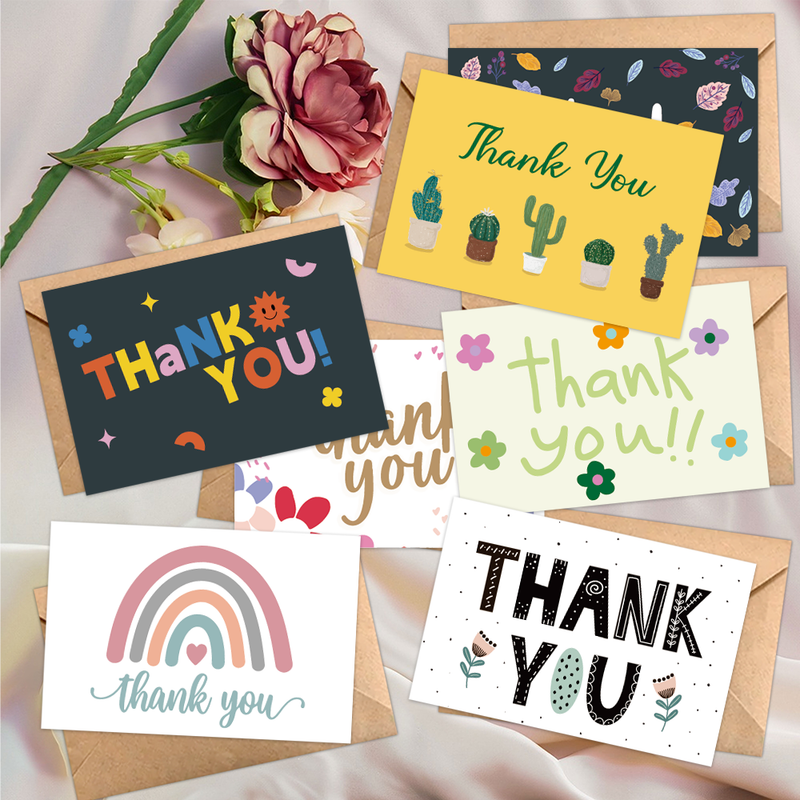 24-Piece Thank You Card Set, Greeting Note Cards with Envelopes, Greeting Card Set