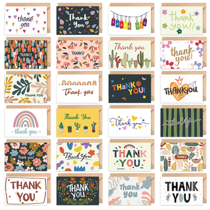 24-Piece Thank You Card Set, Greeting Note Cards with Envelopes, Greeting Card Set